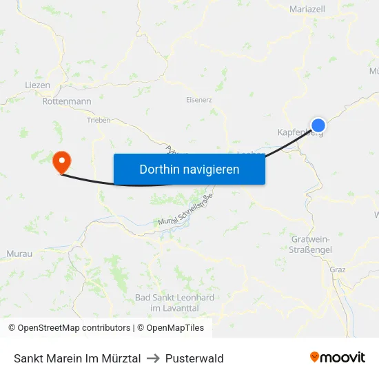 Sankt Marein Im Mürztal to Pusterwald map