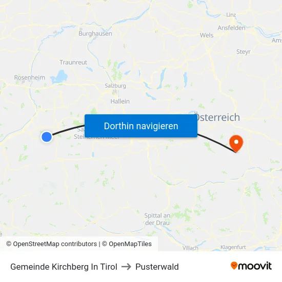 Gemeinde Kirchberg In Tirol to Pusterwald map
