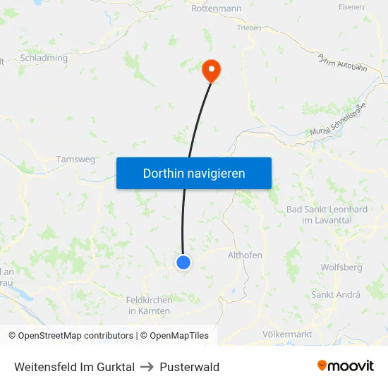 Weitensfeld Im Gurktal to Pusterwald map