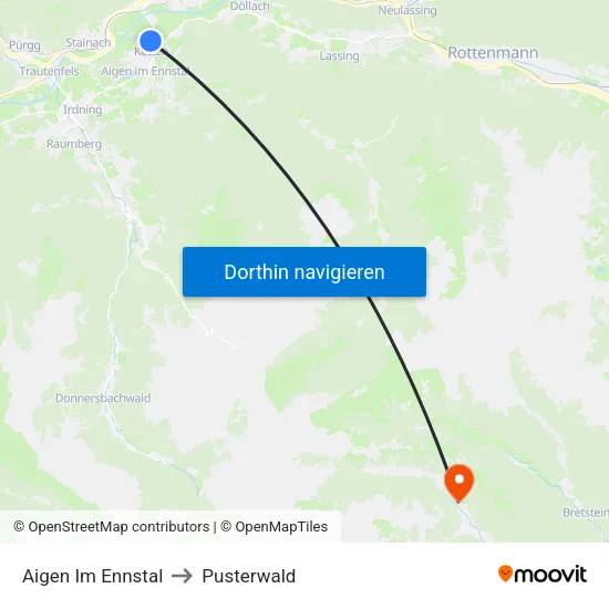 Aigen Im Ennstal to Pusterwald map