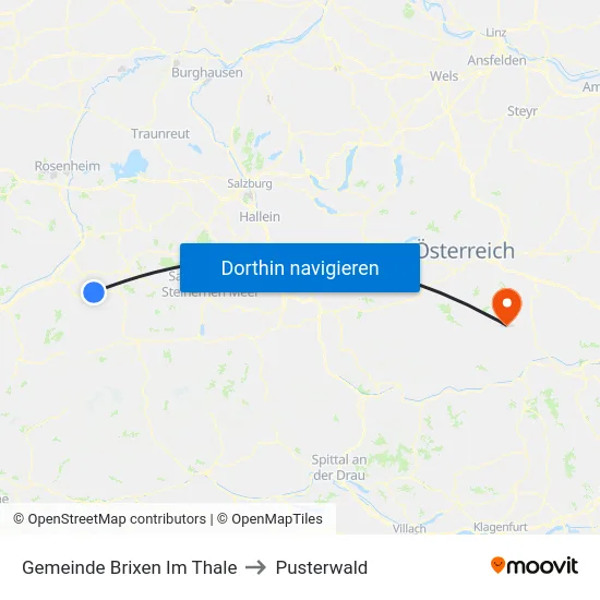 Gemeinde Brixen Im Thale to Pusterwald map