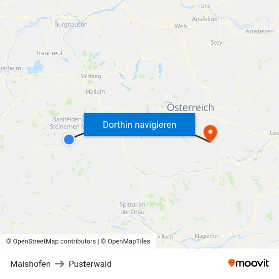 Maishofen to Pusterwald map