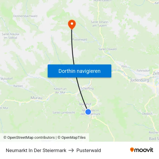 Neumarkt In Der Steiermark to Pusterwald map