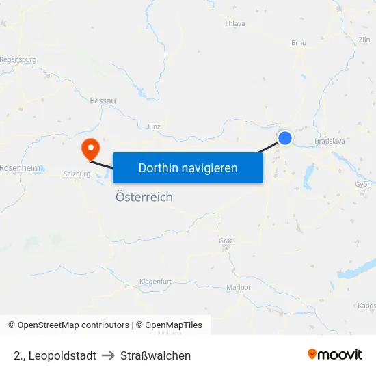 2., Leopoldstadt to Straßwalchen map