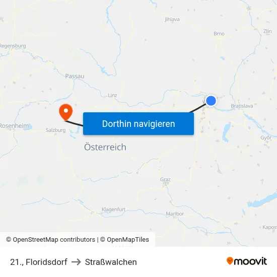 21., Floridsdorf to Straßwalchen map