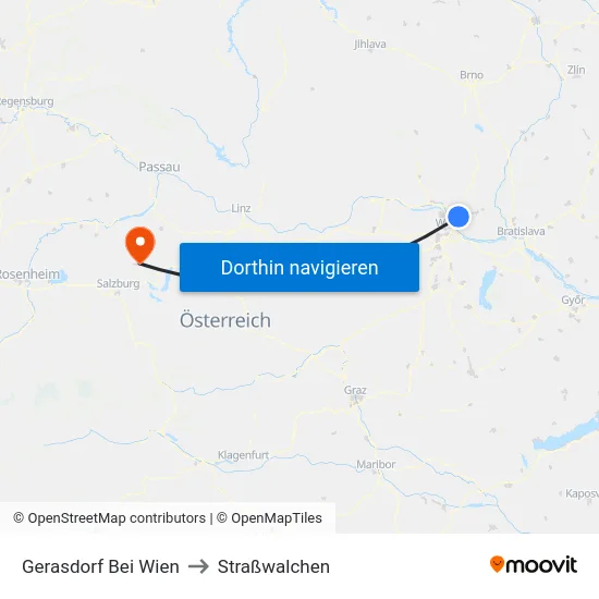 Gerasdorf Bei Wien to Straßwalchen map