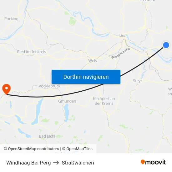 Windhaag Bei Perg to Straßwalchen map