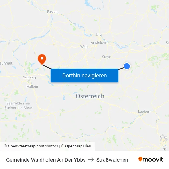 Gemeinde Waidhofen An Der Ybbs to Straßwalchen map