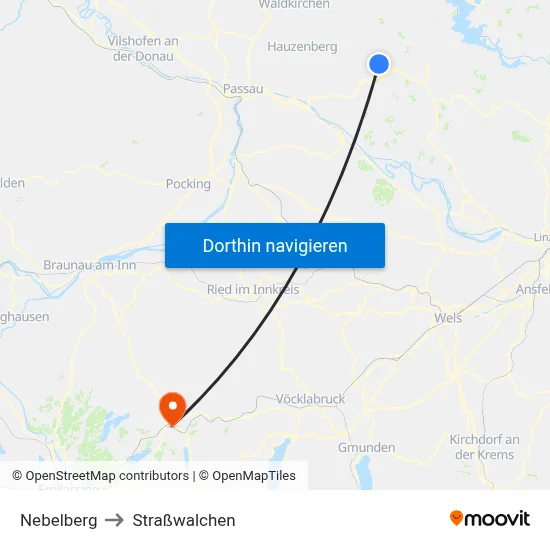 Nebelberg to Straßwalchen map