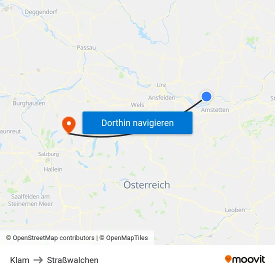 Klam to Straßwalchen map
