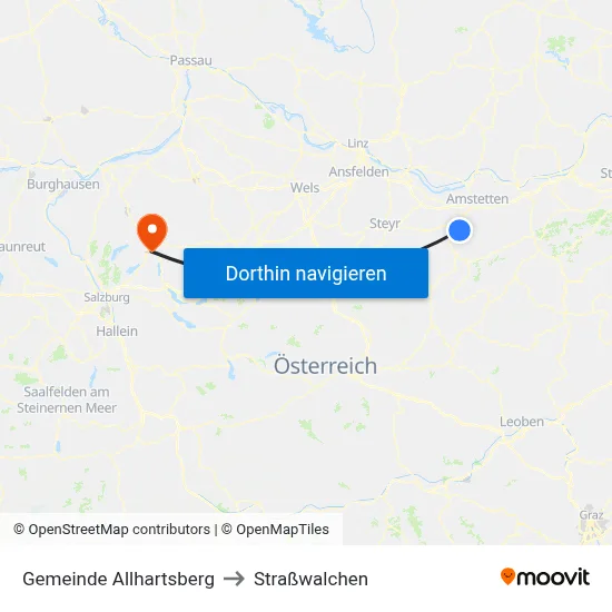 Gemeinde Allhartsberg to Straßwalchen map