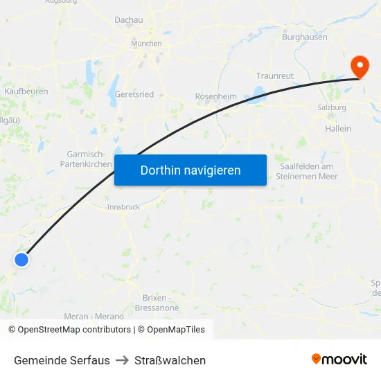 Gemeinde Serfaus to Straßwalchen map