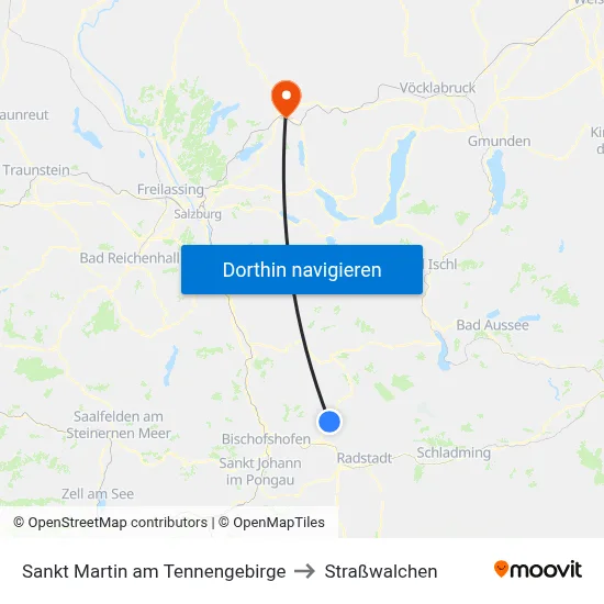 Sankt Martin am Tennengebirge to Straßwalchen map