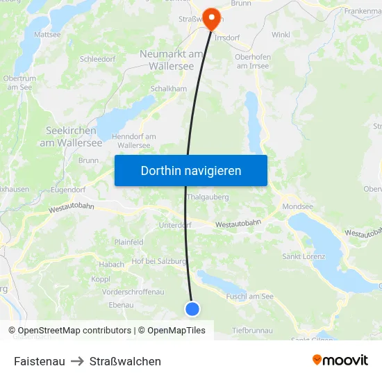 Faistenau to Straßwalchen map