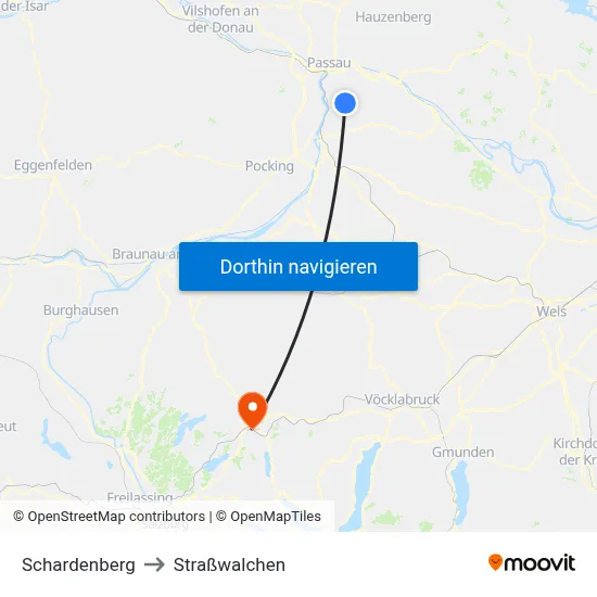 Schardenberg to Straßwalchen map