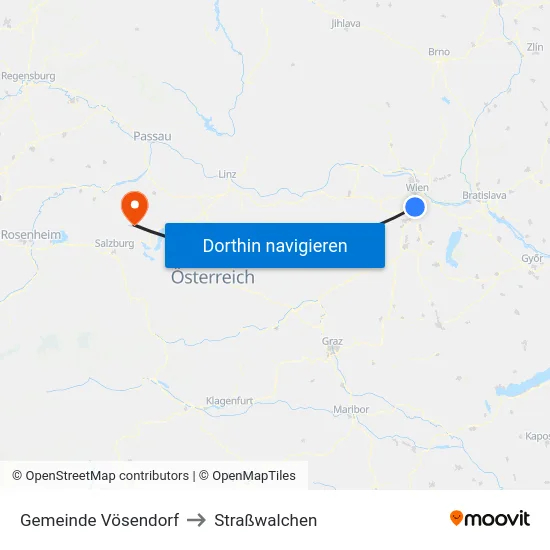 Gemeinde Vösendorf to Straßwalchen map