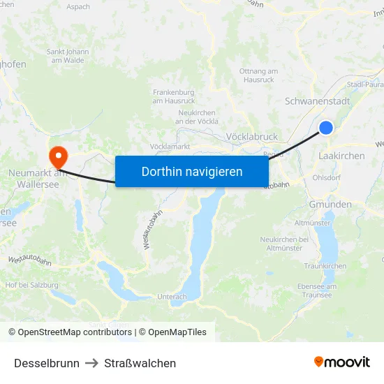 Desselbrunn to Straßwalchen map