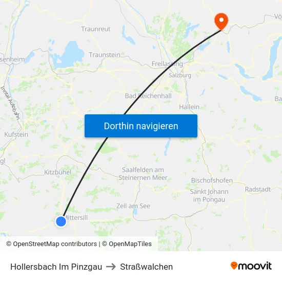 Hollersbach Im Pinzgau to Straßwalchen map