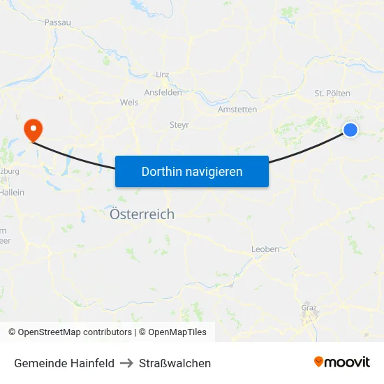 Gemeinde Hainfeld to Straßwalchen map