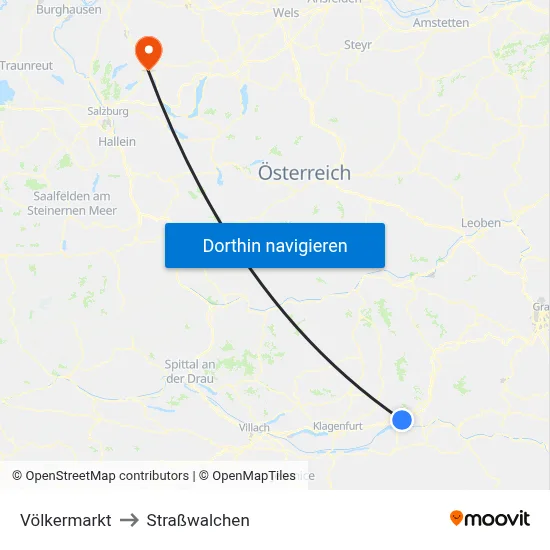 Völkermarkt to Straßwalchen map