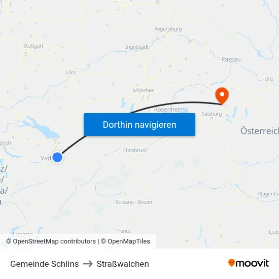 Gemeinde Schlins to Straßwalchen map