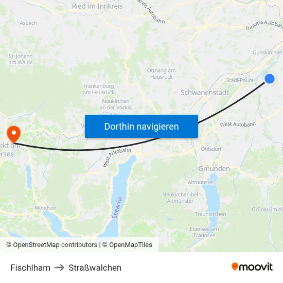 Fischlham to Straßwalchen map