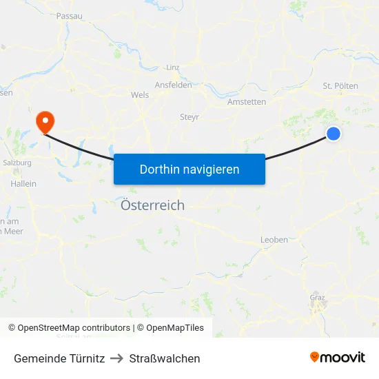 Gemeinde Türnitz to Straßwalchen map