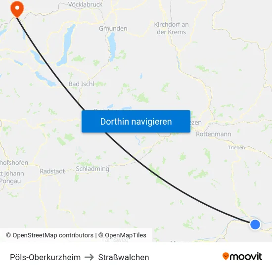 Pöls-Oberkurzheim to Straßwalchen map
