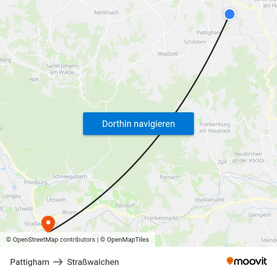 Pattigham to Straßwalchen map