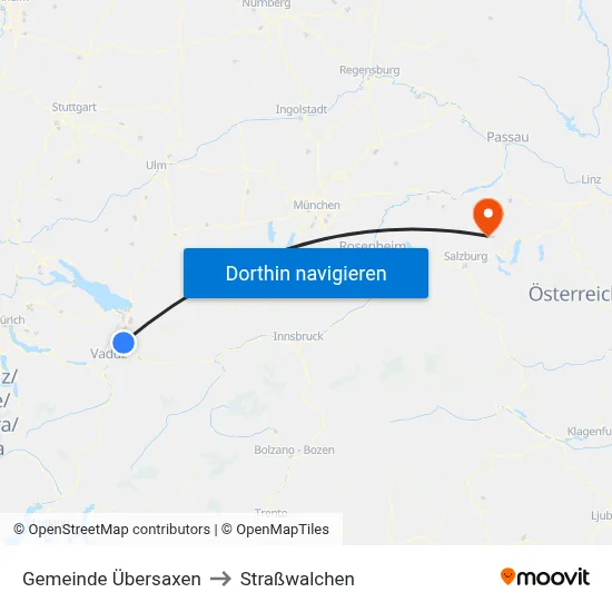 Gemeinde Übersaxen to Straßwalchen map
