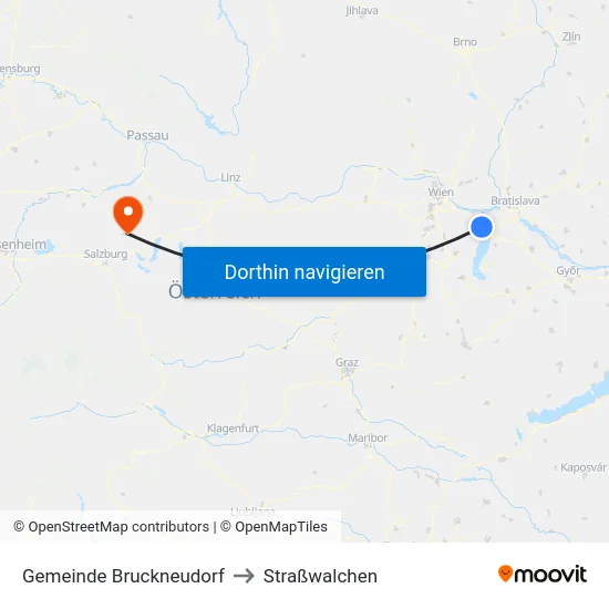 Gemeinde Bruckneudorf to Straßwalchen map