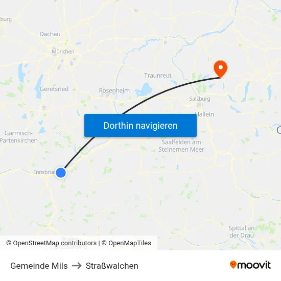 Gemeinde Mils to Straßwalchen map