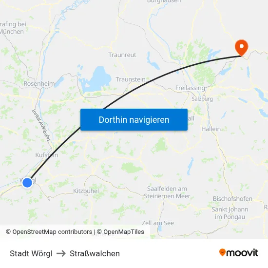 Stadt Wörgl to Straßwalchen map