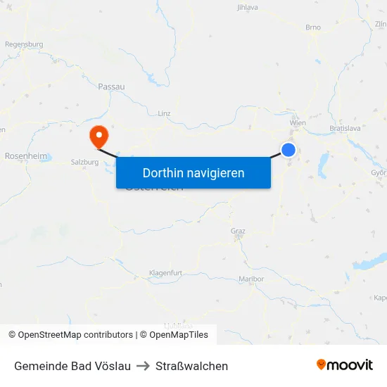 Gemeinde Bad Vöslau to Straßwalchen map