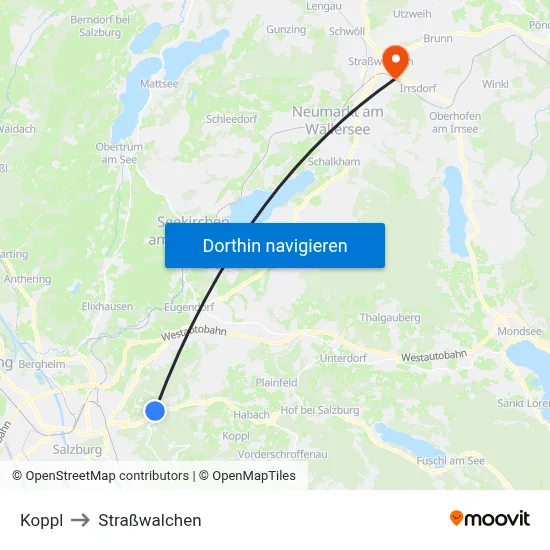 Koppl to Straßwalchen map