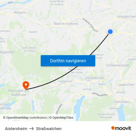 Aistersheim to Straßwalchen map