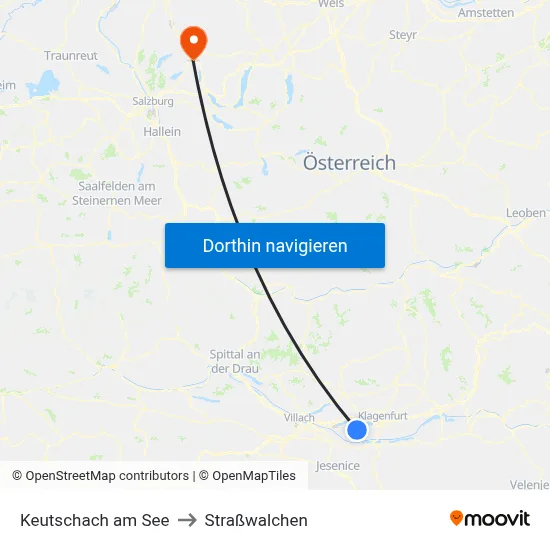 Keutschach am See to Straßwalchen map