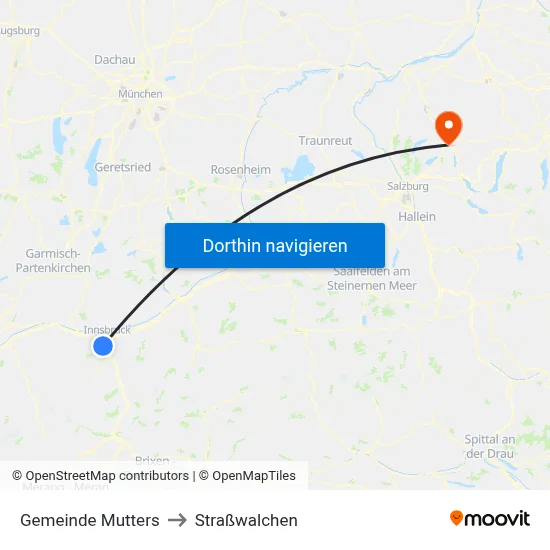 Gemeinde Mutters to Straßwalchen map
