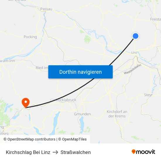 Kirchschlag Bei Linz to Straßwalchen map