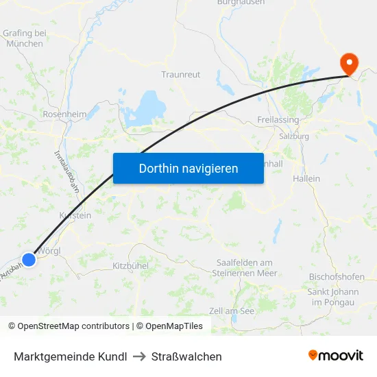 Marktgemeinde Kundl to Straßwalchen map