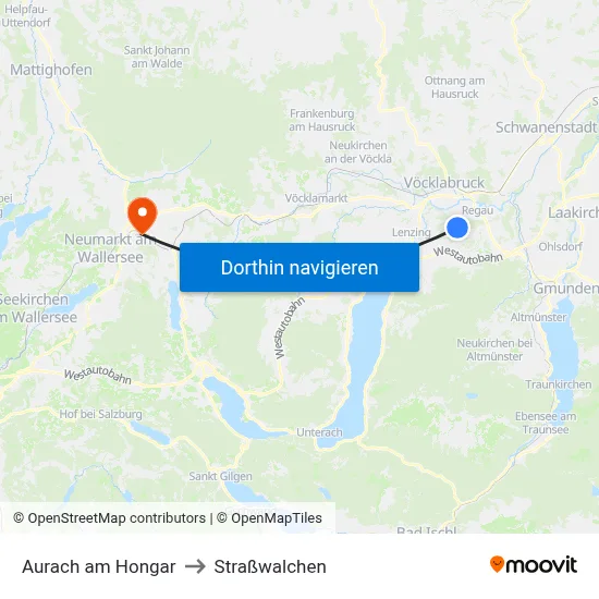 Aurach am Hongar to Straßwalchen map