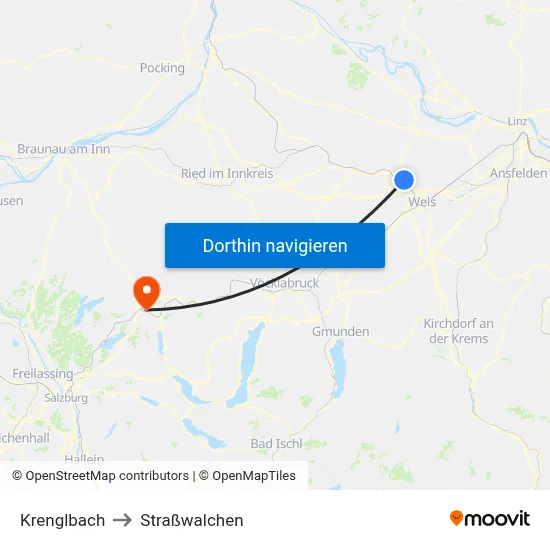 Krenglbach to Straßwalchen map