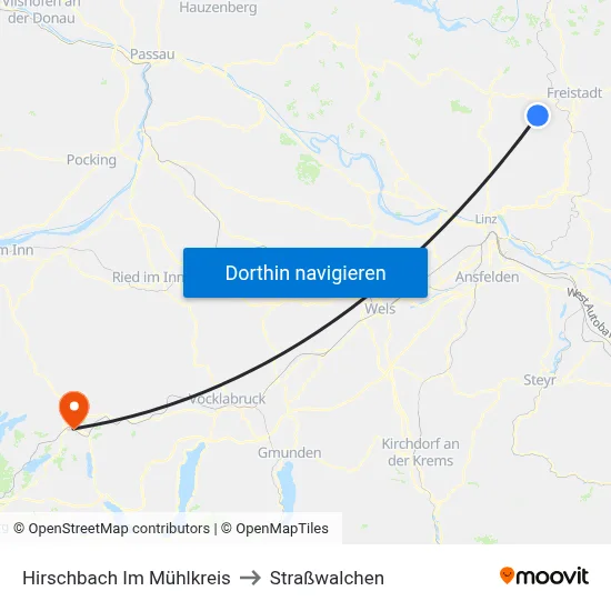 Hirschbach Im Mühlkreis to Straßwalchen map