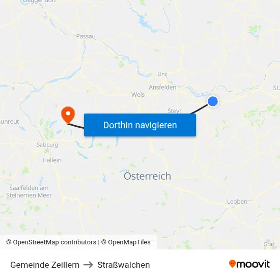 Gemeinde Zeillern to Straßwalchen map