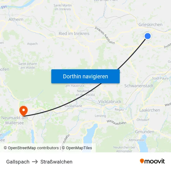 Gallspach to Straßwalchen map