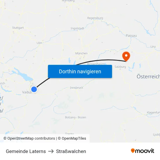 Gemeinde Laterns to Straßwalchen map
