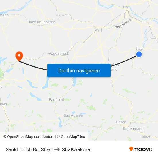 Sankt Ulrich Bei Steyr to Straßwalchen map