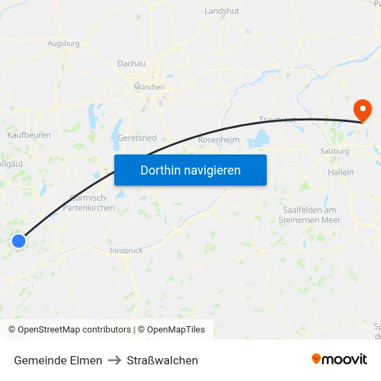 Gemeinde Elmen to Straßwalchen map