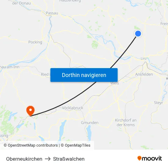 Oberneukirchen to Straßwalchen map