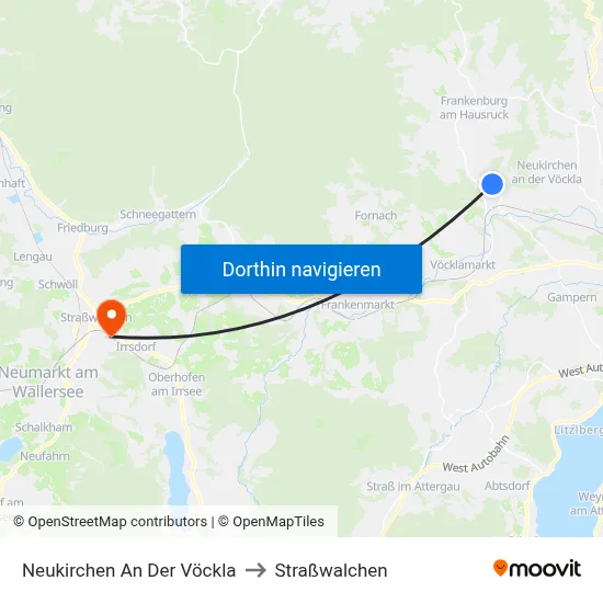 Neukirchen An Der Vöckla to Straßwalchen map